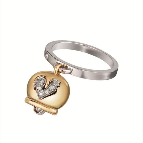 ANELLO CAMPANELLA ORO BIANCO E GIALLO CON DIAMANTI C.17670