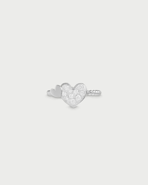 ANELLO CUORE PAVÈ OVERSIZED E CUORICINO RODIO / 13 ANZ018M1CUORH