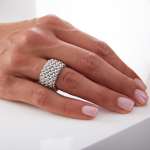 ANELLO IN ARGENTO BIANCO CHICCO 5892
