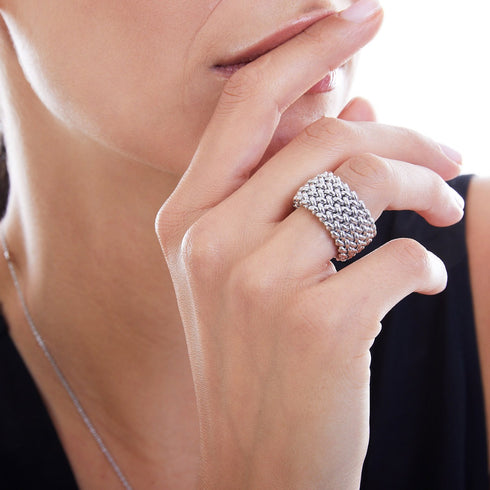 ANELLO IN ARGENTO BIANCO CHICCO 5892