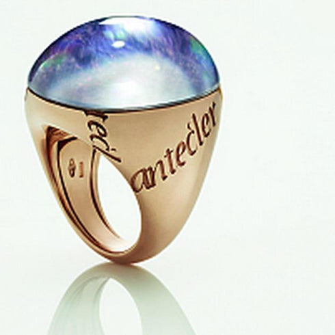 ANELLO IN ORO ROSA 9 CT, CHAROITE E CRISTALLO DI ROCCA C.35768