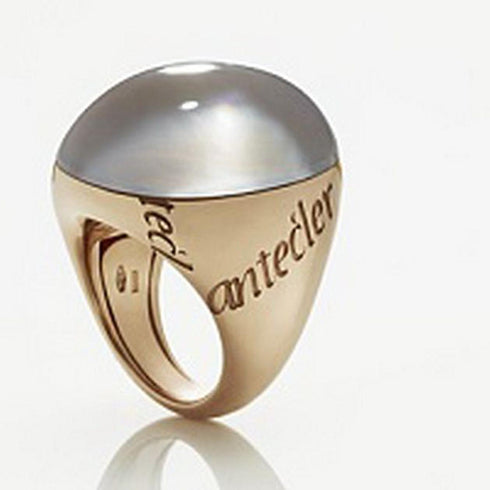 9 KT ROSE GOLD RING WITH WHITE MOTHER OF PEARL AND ROCK CRYSTAL C.35765