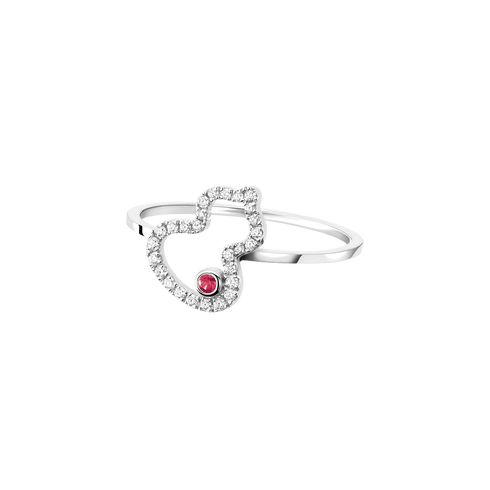 ANELLO PETITE WULU IN ORO BIANCO 18 CARATI CON DIAMANTI E UN RUBINO WURPT2BWGRU