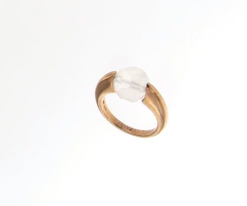 ANELLO QUERIOT IN ORO ROSA CON QUARZO MILKY A12GO02PMB