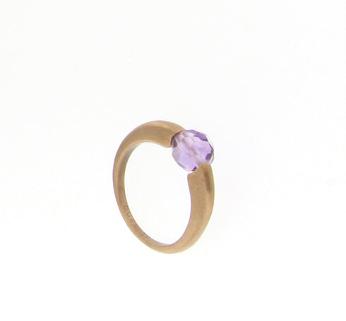ANELLO QUERIOT IN ORO ROSA SATINATO CON AMETISTA A11O02PAVAVA