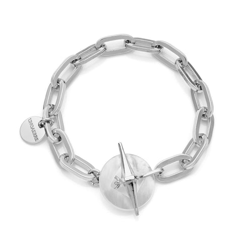 BRACCIALE CATENA ARGENTATA E MADREPERLA JOYA 2433