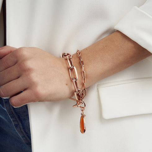 BRACCIALE DI CATENA CON CRISTALLO AMBRA 2045