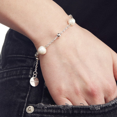 BRACCIALE DI CATENA CON PERLE NATURALI 2065