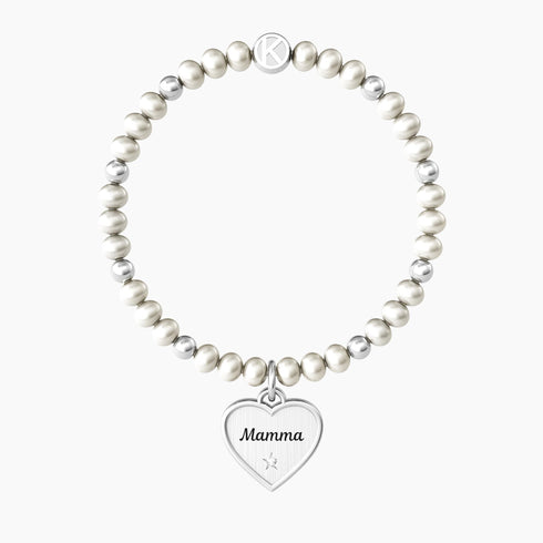 BRACCIALE ELASTICO MAMMA CON PERLE E CIONDOLO 732138