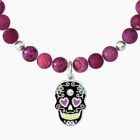 BRACCIALE IN AGATA FUCSIA CON TESCHIO 732105