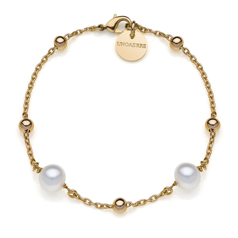 BRACCIALE IN BRONZO DORATO E PERLE NATURALI 2064