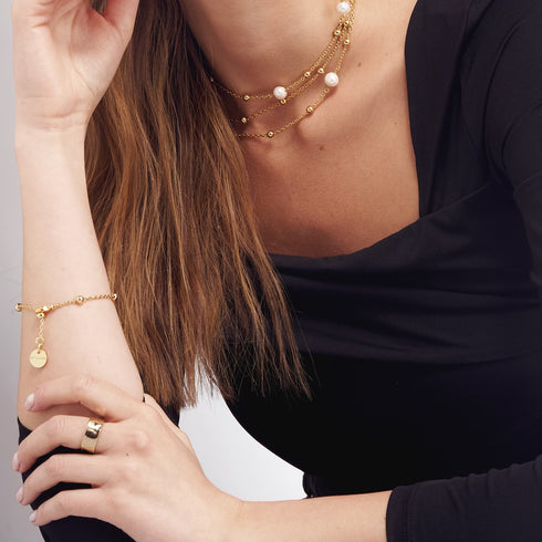 BRACCIALE IN BRONZO DORATO E PERLE NATURALI 2064