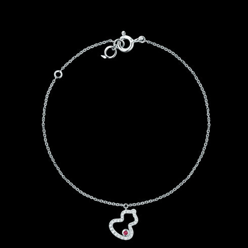 BRACCIALE PETITE WULU IN ORO BIANCO 18 CARATI CON DIAMANTI E RUBINO WUBPT6AWGRU