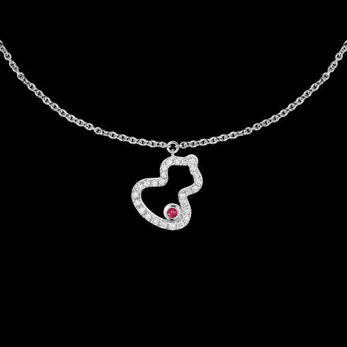 BRACCIALE PETITE WULU IN ORO BIANCO 18 CARATI CON DIAMANTI E RUBINO WUBPT6AWGRU