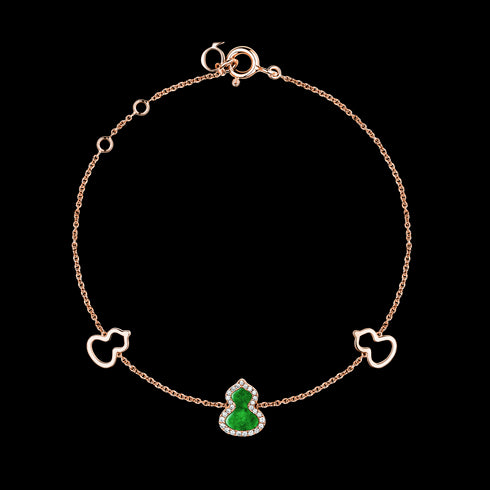 BRACCIALE PETITE WULU IN ORO ROSA 18 CARATI CON DIAMANTI E GIADA WUBPT1BRGJE