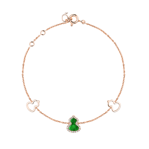 BRACCIALE PETITE WULU IN ORO ROSA 18 CARATI CON DIAMANTI E GIADA WUBPT1BRGJE