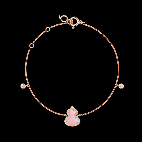 BRACCIALE PETITE WULU IN ORO ROSA 18 CARATI CON DIAMANTI E OPALE ROSA WUBPT11RGPO