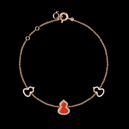 BRACCIALE PETITE WULU IN ORO ROSSO 18 CARATI CON DIAMANTI E AGATA ROSSA WUBPT1BRGRA