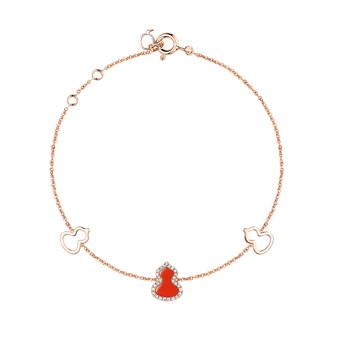BRACCIALE PETITE WULU IN ORO ROSSO 18 CARATI CON DIAMANTI E AGATA ROSSA WUBPT1BRGRA