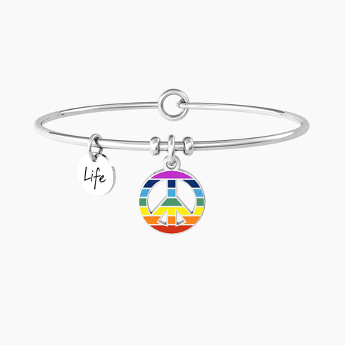 BRACCIALE RIGIDO CON CIONDOLO MULTICOLOR SIMBOLO DELLA PACE 732110