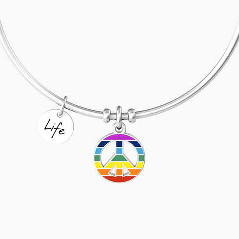 BRACCIALE RIGIDO CON CIONDOLO MULTICOLOR SIMBOLO DELLA PACE 732110