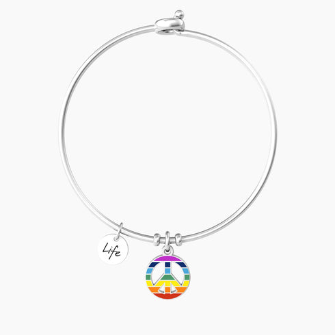 BRACCIALE RIGIDO CON CIONDOLO MULTICOLOR SIMBOLO DELLA PACE 732110