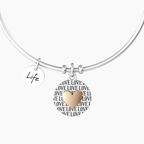 BRACCIALE RIGIDO CON CIONDOLO TONDO E CUORE LUCIDO 732125