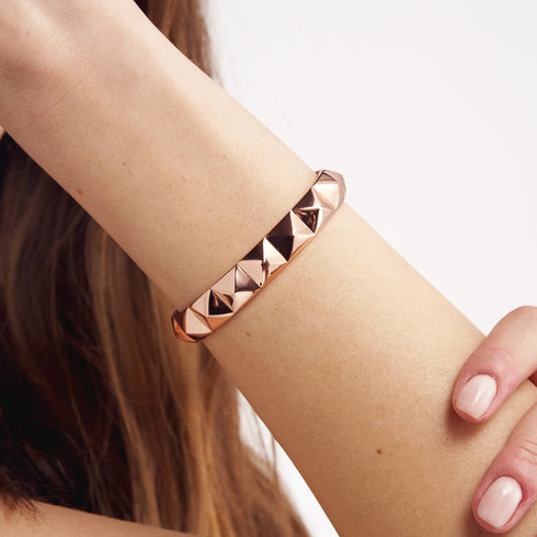 BRACCIALE RIGIDO DORATO ROSA PIRAMIDI 2000