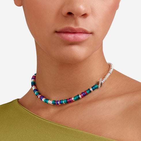 BRACCIALE RONDELLE ARGENTO & PLASTICA RICICLATA DBC5004RONDEVI0AG