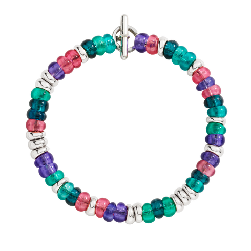 BRACCIALE RONDELLE ARGENTO & PLASTICA RICICLATA DBC5004RONDEVI0AG
