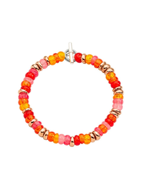 BRACCIALE RONDELLE IN ARGENTO DORATO ORO ROSA, ARGENTO E PLASTICA SUNSET RICICLATA DBC2004RONDERORAG