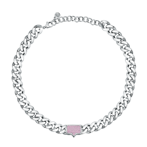 BRACCIALE SMALL CHAIN EYELIGHT TAG PINK CRYSTALS PAVÈ J19AUW16