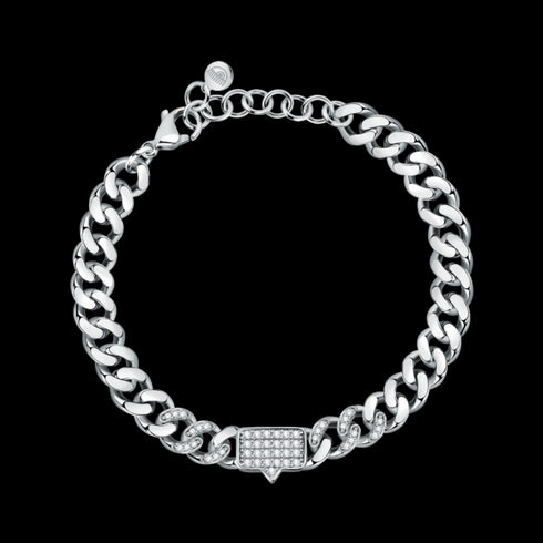 BRACCIALE SMALL CHAIN EYELIGHT TAG WHITE CRYSTALS PAVÈ J19AUW14