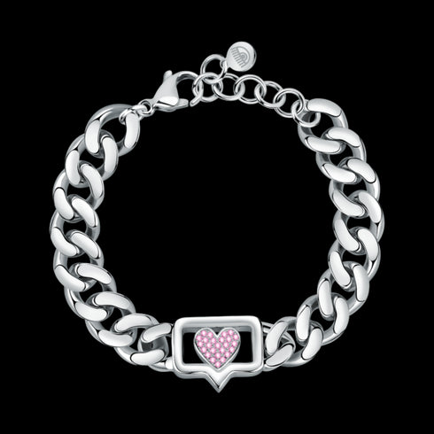BRACCIALE STANDARD CHAIN EYELIGHT TAG PINK CRYSTALS J19AUW11