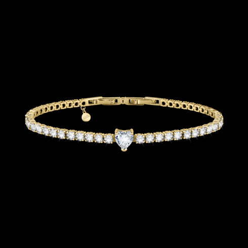 BRACCIALE TENNIS DIAMOND HEART WHITE HEART STONE GOLD J19AUV17
