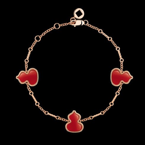 BRACCIALE WULU IN ORO ROSA 18 CARATI CON AGATE ROSSE WZB30AIRGRA