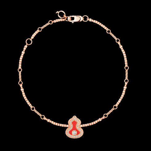 BRACCIALE WULU IN ORO ROSA 18 CARATI CON DIAMANTI E AGATA ROSSA WLB40AKRGRA