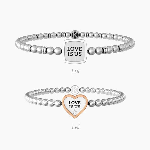BRACCIALI DI COPPIA PER LUI E LEI CON FRASE LOVE IS US 732130