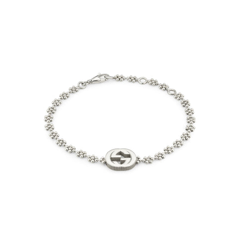 Bracelet with Interlocking G motif in sterling silver YBA481687001