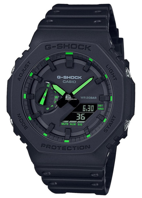 CASIO GA-2100-1A3ER G-SHOCK CLASSIC ANADIGI HERRENUHR SCHWARZ/GRÜN