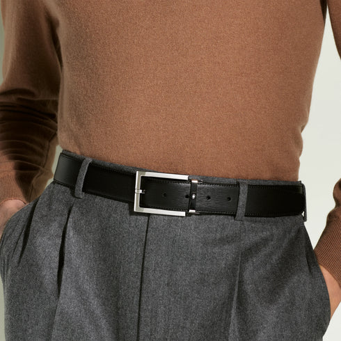 CINTURA IN PELLE NERA 35 MM 114435