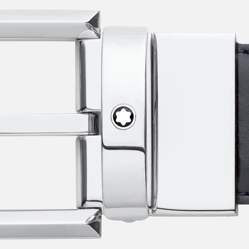 CINTURA REVERSIBILE IN PELLE NERA/MARRONE 30 MM CON FIBBIA A FERRO DI CAVALLO 111080