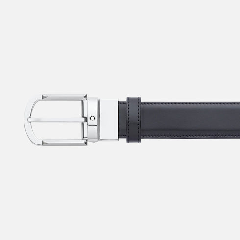 CINTURA REVERSIBILE IN PELLE NERA/MARRONE 30 MM CON FIBBIA A FERRO DI CAVALLO 111080