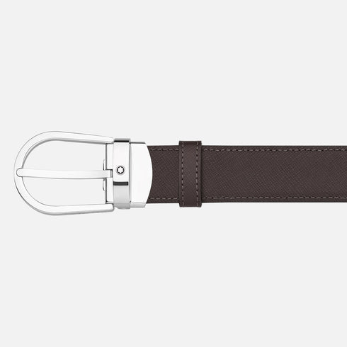CINTURA REVERSIBILE IN PELLE NERA/MARRONE 30 MM CON FIBBIA A FERRO DI CAVALLO 113834
