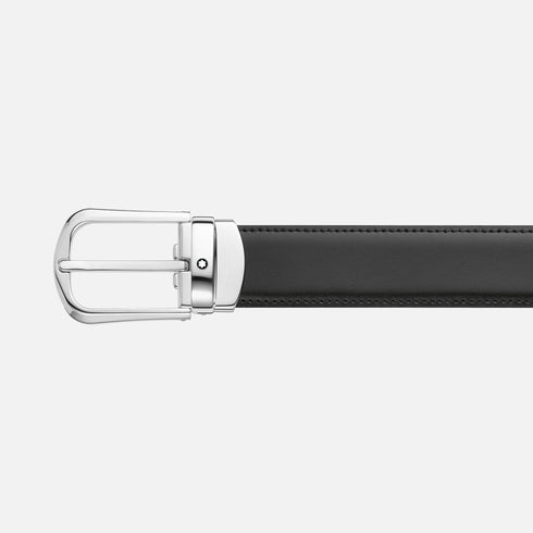 CINTURA REVERSIBILE IN PELLE NERA/MARRONE 30 MM CON FIBBIA A FERRO DI CAVALLO 114412