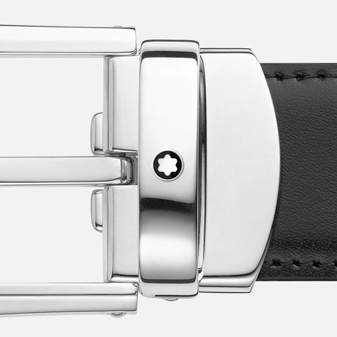 CINTURA REVERSIBILE IN PELLE NERA/MARRONE 30 MM CON FIBBIA A FERRO DI CAVALLO 114412