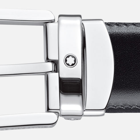 CINTURA REVERSIBILE IN PELLE NERA/MARRONE 30 MM CON FIBBIA A FERRO DI CAVALLO 128135