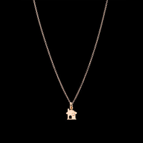 CIONDOLO CASA ORO ROSA & DIAMANTE BIANCO DMC4013HOUSEDB09R