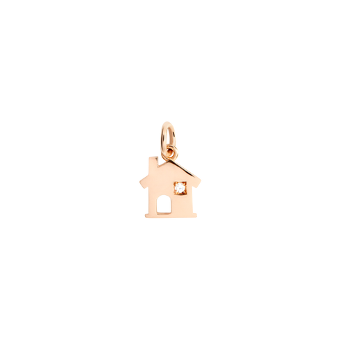 CIONDOLO CASA ORO ROSA & DIAMANTE BIANCO DMC4013HOUSEDB09R