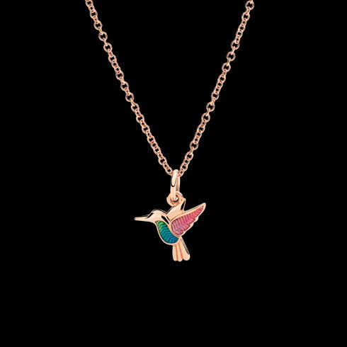 CIONDOLO COLIBRÌ ORO ROSA & SMALTO DMC5008COLIBEMX9R